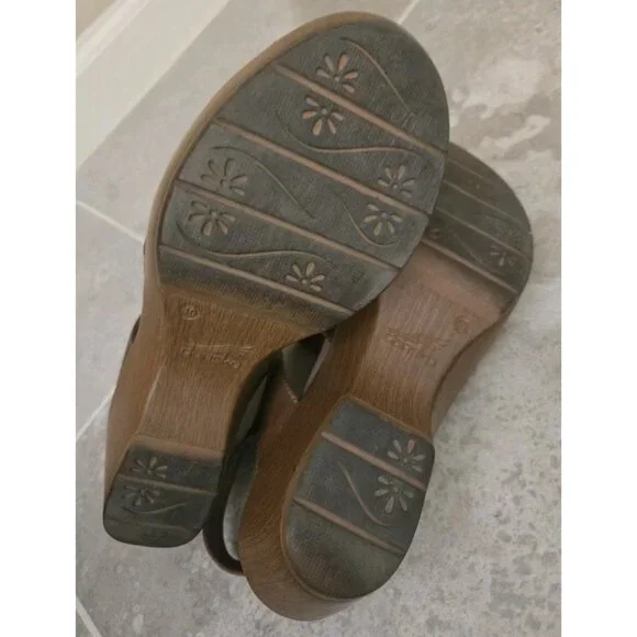 Dansko Brown Leather Sandals Wedges Womens 40 US 9.5 Clogs Slingback - Picture 6 of 7